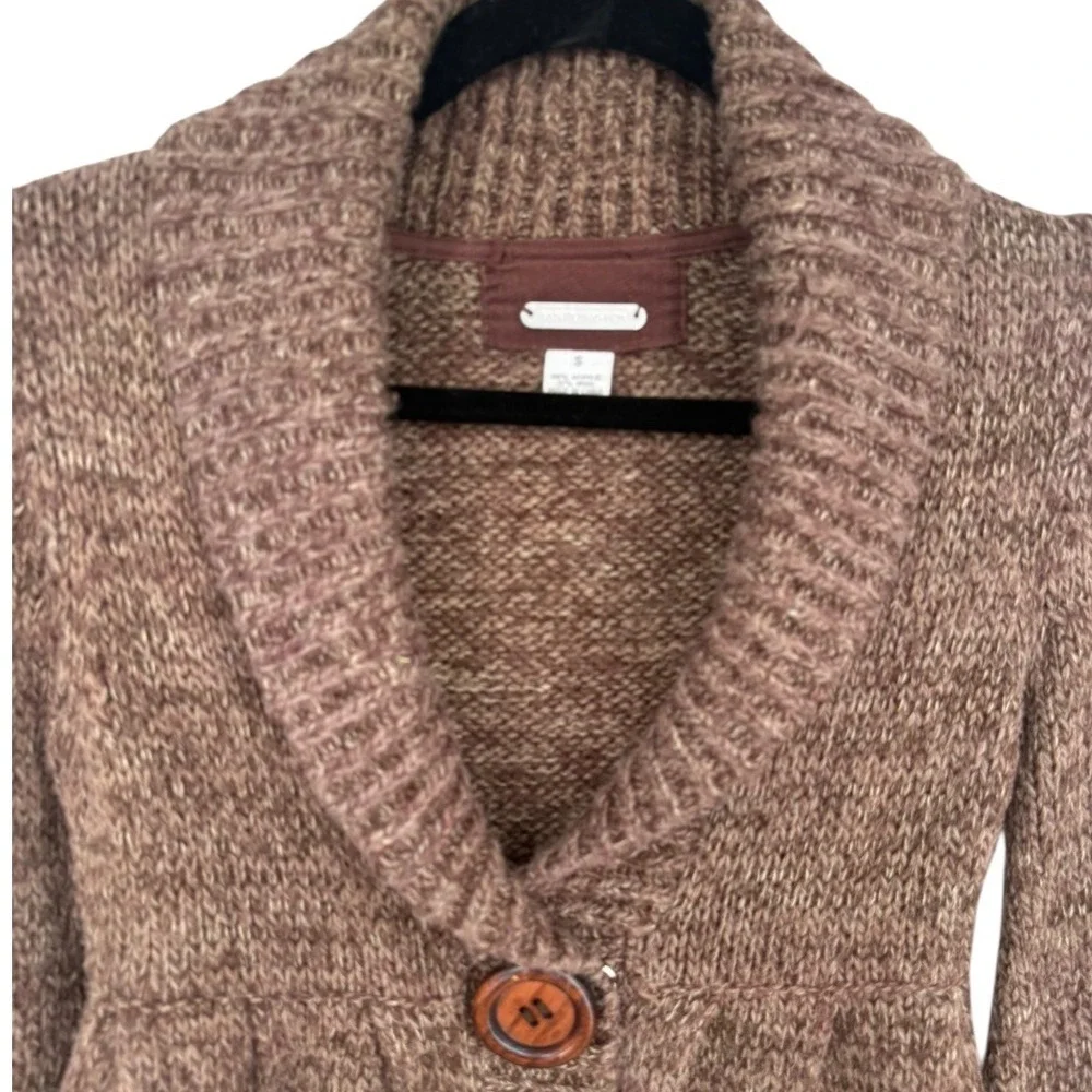 PANDEMONIUM Brown Wool Blend Shawl Collar Button Front Cardigan Sweater Sz Small